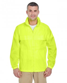 Adult Full-Zip Hooded Pack-Away Jacket Bright Yellow