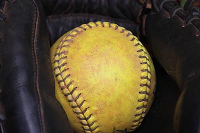 Baseball in glove