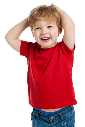 boy wearing blank red t shirt