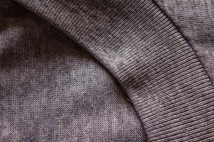 closeup gray cotton t shirt collar