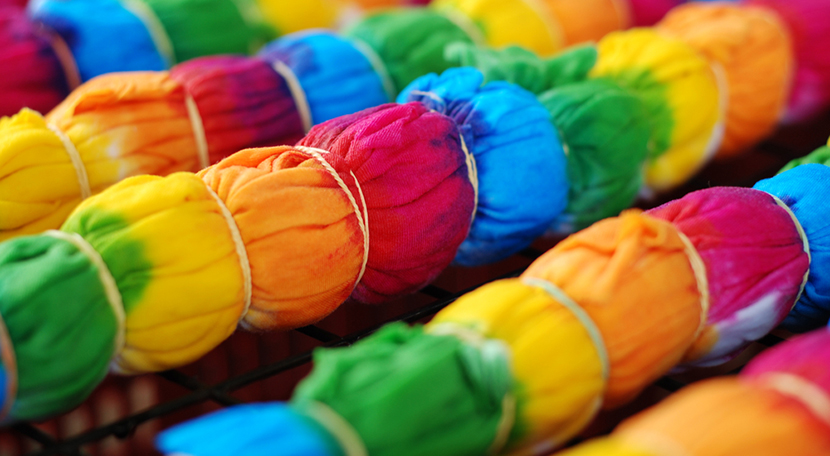 colorful tie dye on rack