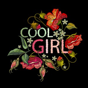 cool girl flower embroidery