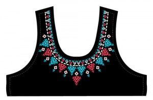 embroidered t shirt neckline