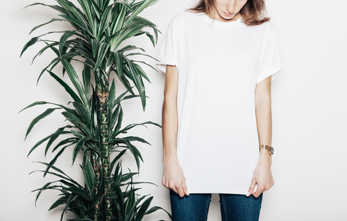 girl wearing blank t shirt