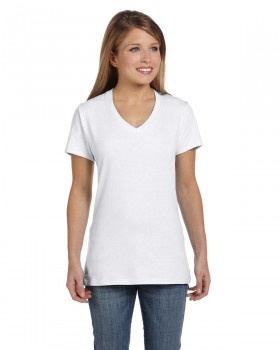 White Ladies Fitted V-Neck