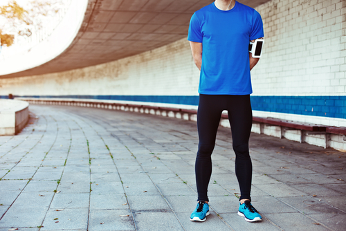 male athlete in blank t shirt