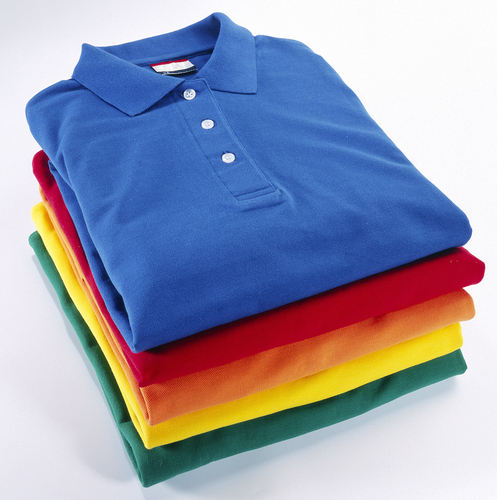 stack color polo shirts