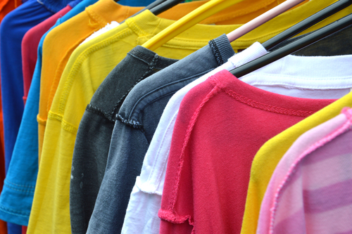 t shirts drying on hangers