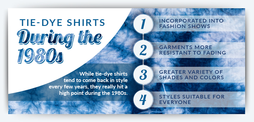 tie dye shirts during the 1980s graphic